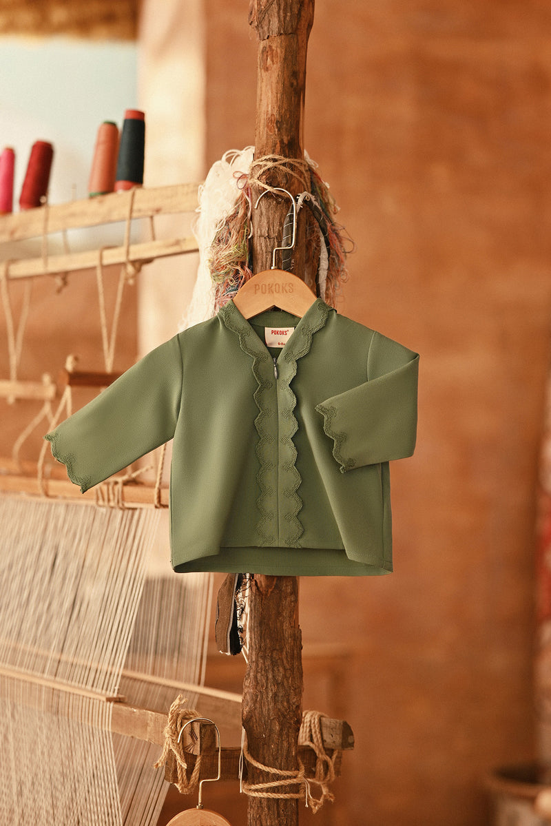 The Asal Kita Babies Embroidered Kebaya Top - Sage Green