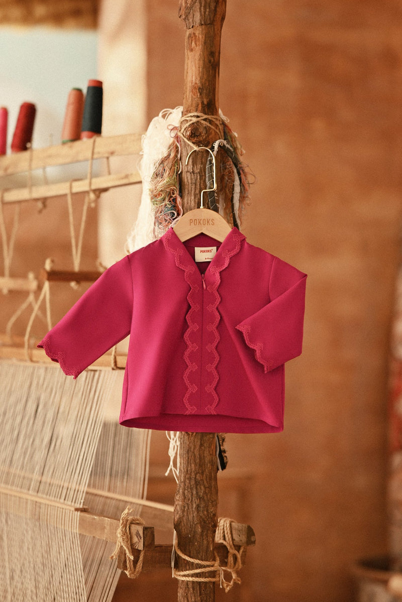 The Asal Kita Babies Embroidered Kebaya Top - Deep Fuchsia