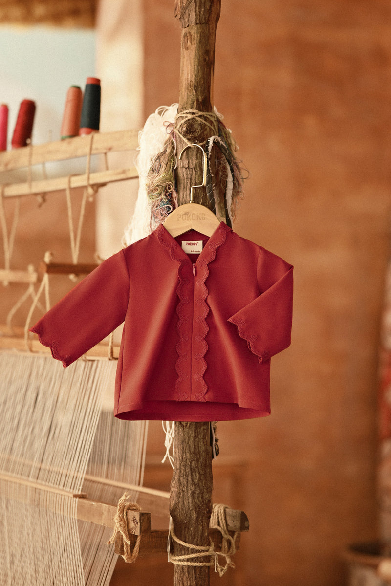 The Asal Kita Babies Embroidered Kebaya Top - Chili Pepper