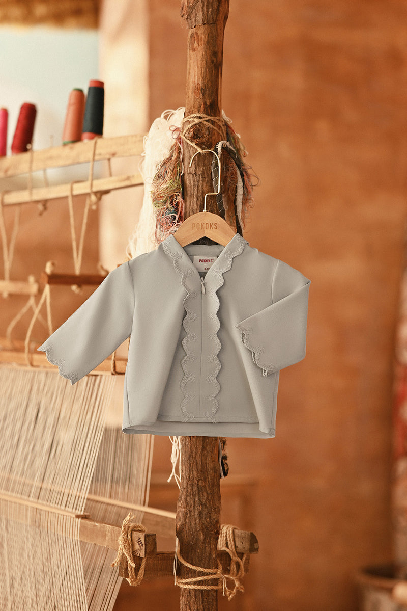 The Asal Kita Babies Embroidered Kebaya Top - Grey