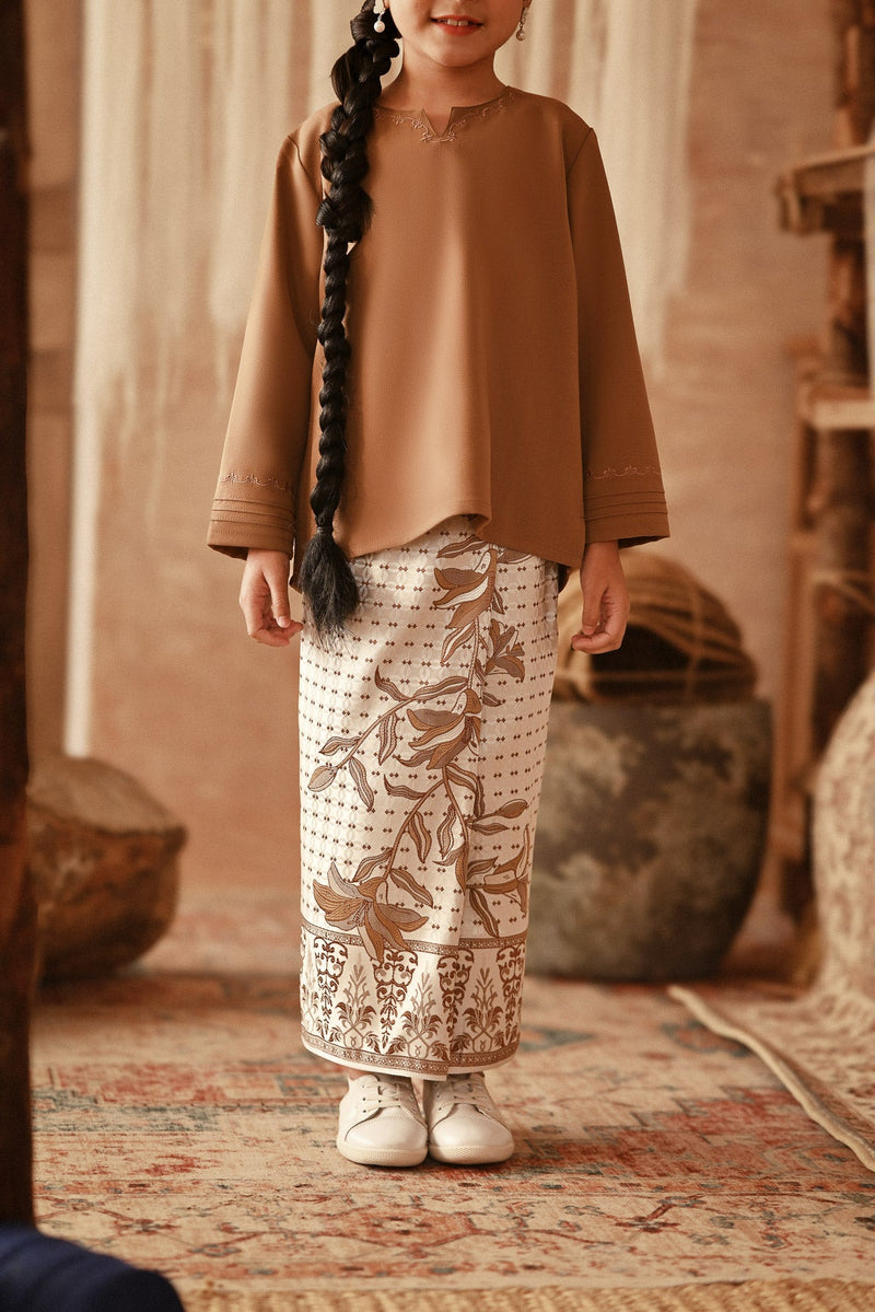 The Asal Kita Jacquard Skirt - Almond Bloom