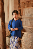 The Asal Kita Kedah Broderie Blouse - Classic Blue