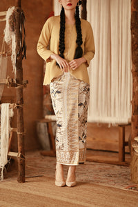 The Asal Kita Women Jacquard Skirt - Golden Bloom