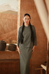 The Asal Kita Women Kedah Striped Blouse - Green Regal