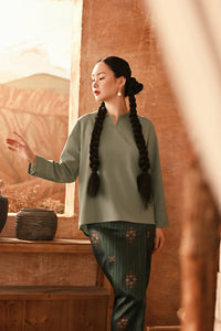 The Asal Kita Women Kedah Broderie Blouse - Pistachio