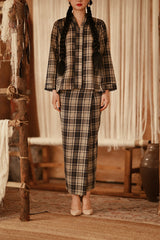 The Asal Kita Women Folded Skirt - Blue Tartan