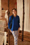 The Asal Kita Women Kedah Broderie Blouse - Classic Blue