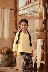 The Asal Kita Kedah Broderie Blouse - Baby Yellow