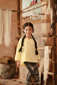 The Asal Kita Kedah Broderie Blouse - Baby Yellow