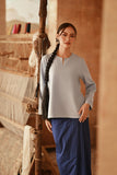 The Asal Kita Women Kedah Broderie Blouse - Blue Fog