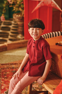 The Fei Yang Classic Knot Oriental Shirt - Maroon