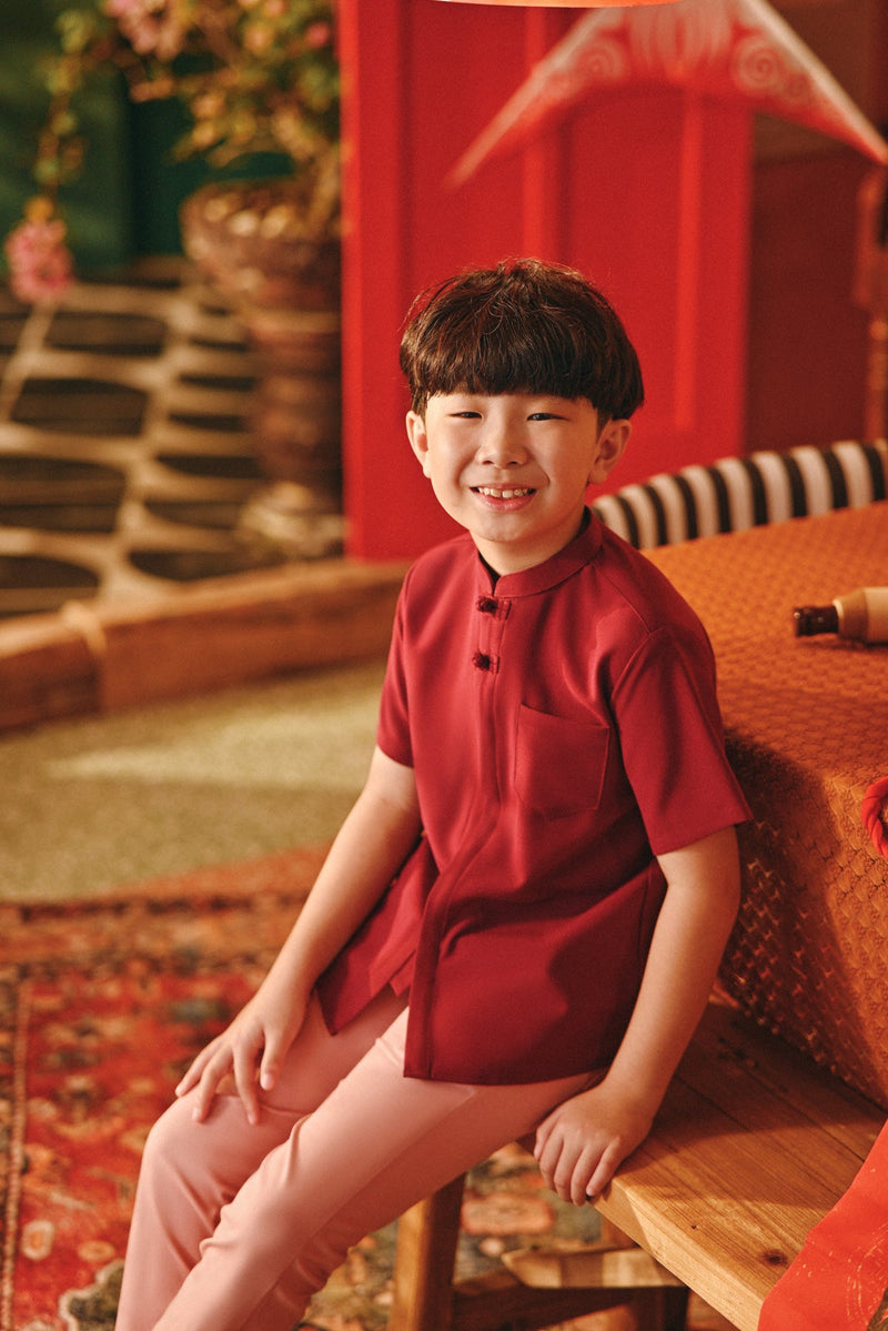 The Fei Yang Classic Knot Oriental Shirt - Maroon