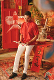 The Fei Yang Men Classic Knot Oriental Shirt - Red