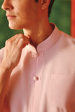 The Fei Yang Men Classic Knot Oriental Shirt - Coral Blush