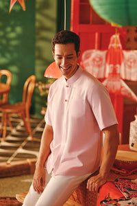 The Fei Yang Men Classic Knot Oriental Shirt - Coral Blush