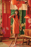 The Fei Yang Women Puff Sleeve Cheongsam Dress - Glam Orange