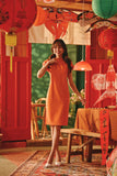 The Fei Yang Women Puff Sleeve Cheongsam Dress - Glam Orange