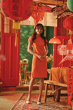 The Fei Yang Women Puff Sleeve Cheongsam Dress - Glam Orange