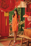 The Fei Yang Women Puff Sleeve Cheongsam Dress - Glam Orange