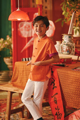 The Fei Yang Sleek Sleeve Oriental Shirt - Orange