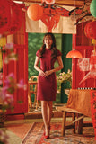 The Fei Yang Women Puff Sleeve Cheongsam Dress - Glam Maroon