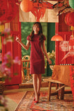The Fei Yang Women Puff Sleeve Cheongsam Dress - Glam Maroon