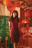 The Fei Yang Women Puff Sleeve Cheongsam Dress - Glam Maroon