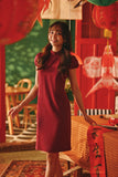 The Fei Yang Women Puff Sleeve Cheongsam Dress - Glam Maroon