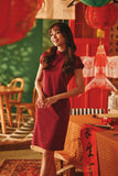 The Fei Yang Women Puff Sleeve Cheongsam Dress - Glam Maroon