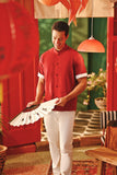 The Fei Yang Men Sleek Sleeve Oriental Shirt - Rumba Red
