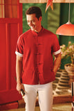 The Fei Yang Men Sleek Sleeve Oriental Shirt - Rumba Red