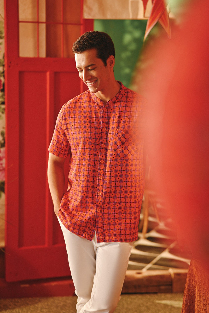 The Fei Yang Men Mandarin Shirt - Tangy