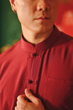 The Fei Yang Men Classic Knot Oriental Shirt - Maroon