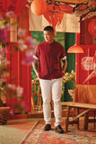 The Fei Yang Men Cord Knot Oriental Shirt - Glam Maroon