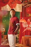The Fei Yang Men Cord Knot Oriental Shirt - Glam Maroon