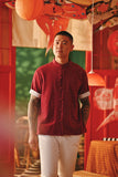The Fei Yang Men Cord Knot Oriental Shirt - Glam Maroon