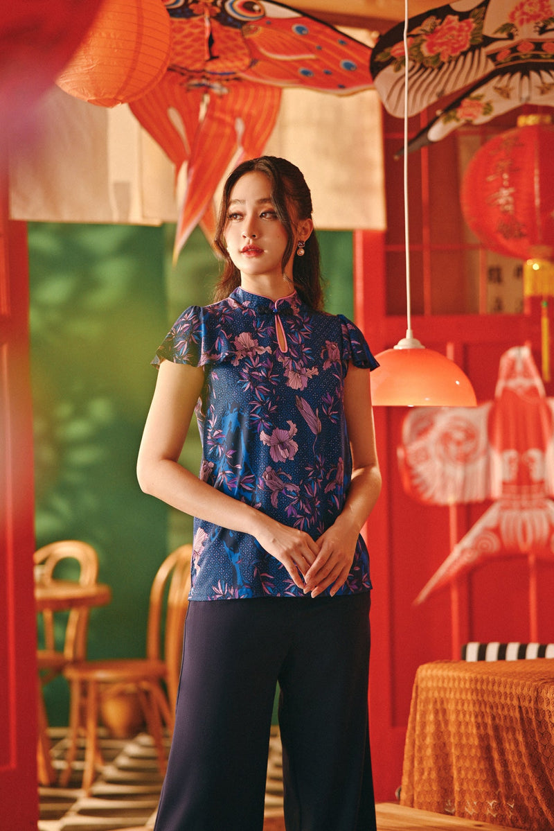 The Fei Yang Women Flutter Sleeves Cheongsam Top - Dream