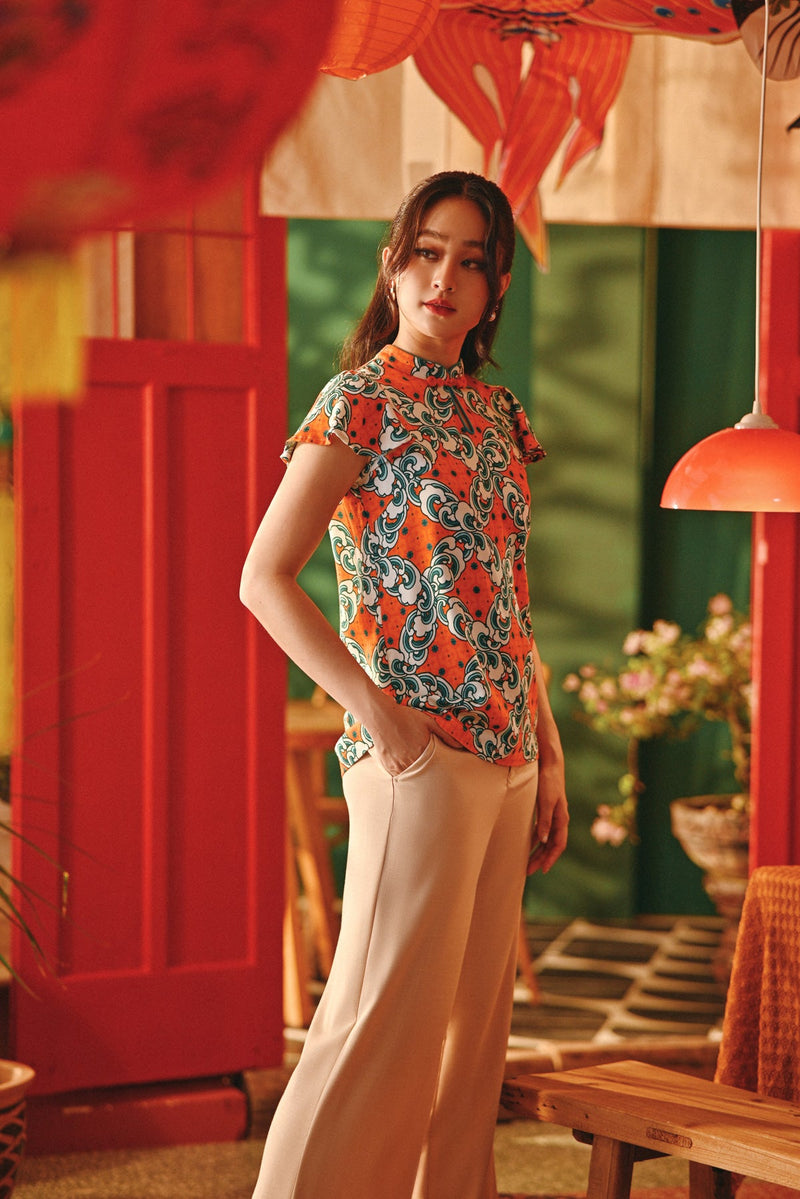 The Fei Yang Women Flutter Sleeves Cheongsam Top - Ancestry