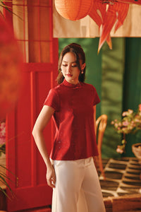The Fei Yang Women Embroidered Cheongsam Top - Glam Rumba Red