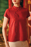 The Fei Yang Women Embroidered Cheongsam Top - Glam Rumba Red
