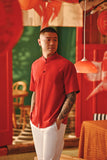 The Fei Yang Men Classic Knot Oriental Shirt - Red