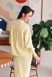 The Akari Women Puffora Blouse - Yellow Stripe