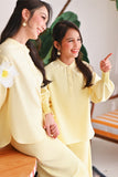 The Akari Puffora Blouse - Yellow Stripe