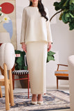 The Akari Women Folded Skirt - Cream Stripe