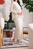 The Akari Women Folded Skirt - Cream Stripe