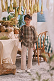 The Courtyard 3/4 Sleeve Kurta - Sand Plaid