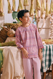 The Courtyard 3/4 Sleeve Kurta - Petal Grid