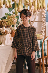 The Courtyard 3/4 Sleeve Kurta - Truffle Check