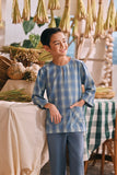 The Courtyard 3/4 Sleeve Kurta - Bluemont Grid