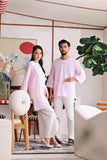 The Akari Men 3/4 Sleeve Kurta - Pink Stripe